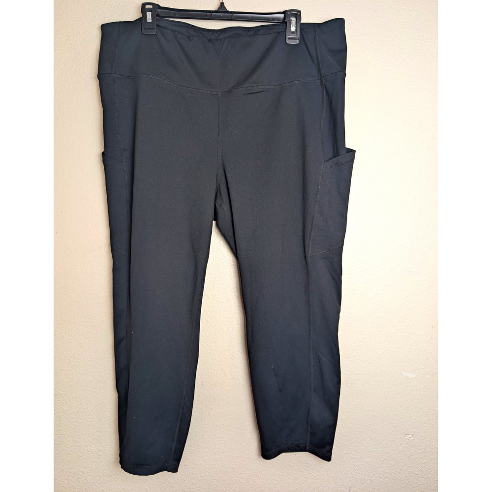 Torrid Active Womens Size 3 Black High Waist Crop Leggings Side Pockets Plus Sz